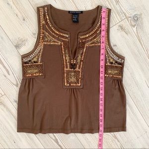 WOMEN’S TANK TOP EMBELLISHED SEQUINS BEADS Sz S